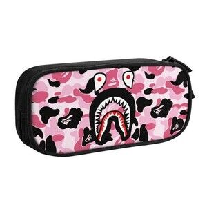 NWOT Camouflage Shark Camo Pencil Case for Boys Girls Kids Teen Pen Bag Box Pink